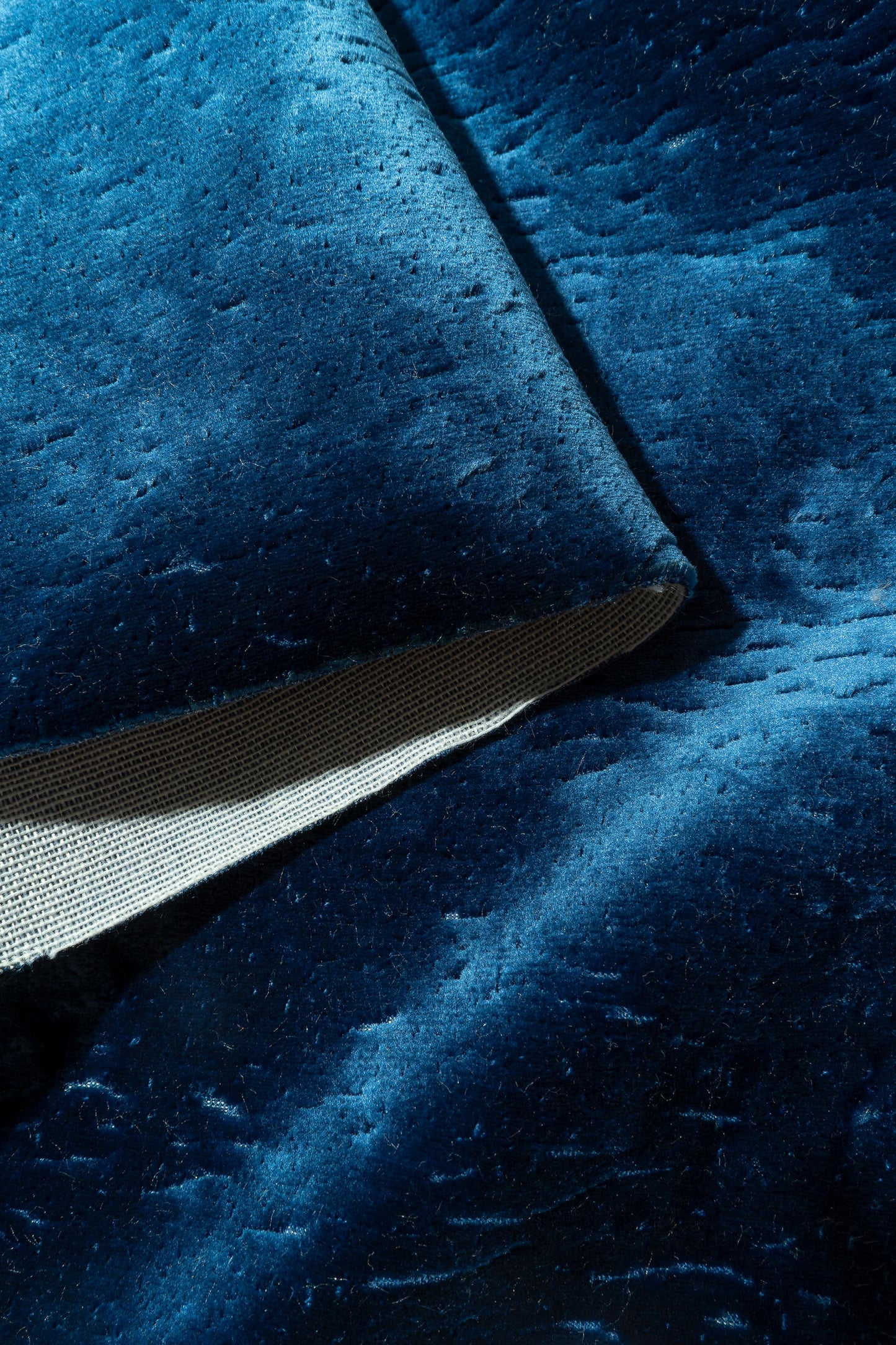 The All Over You Velvet Fabric in Blueberry || Folded