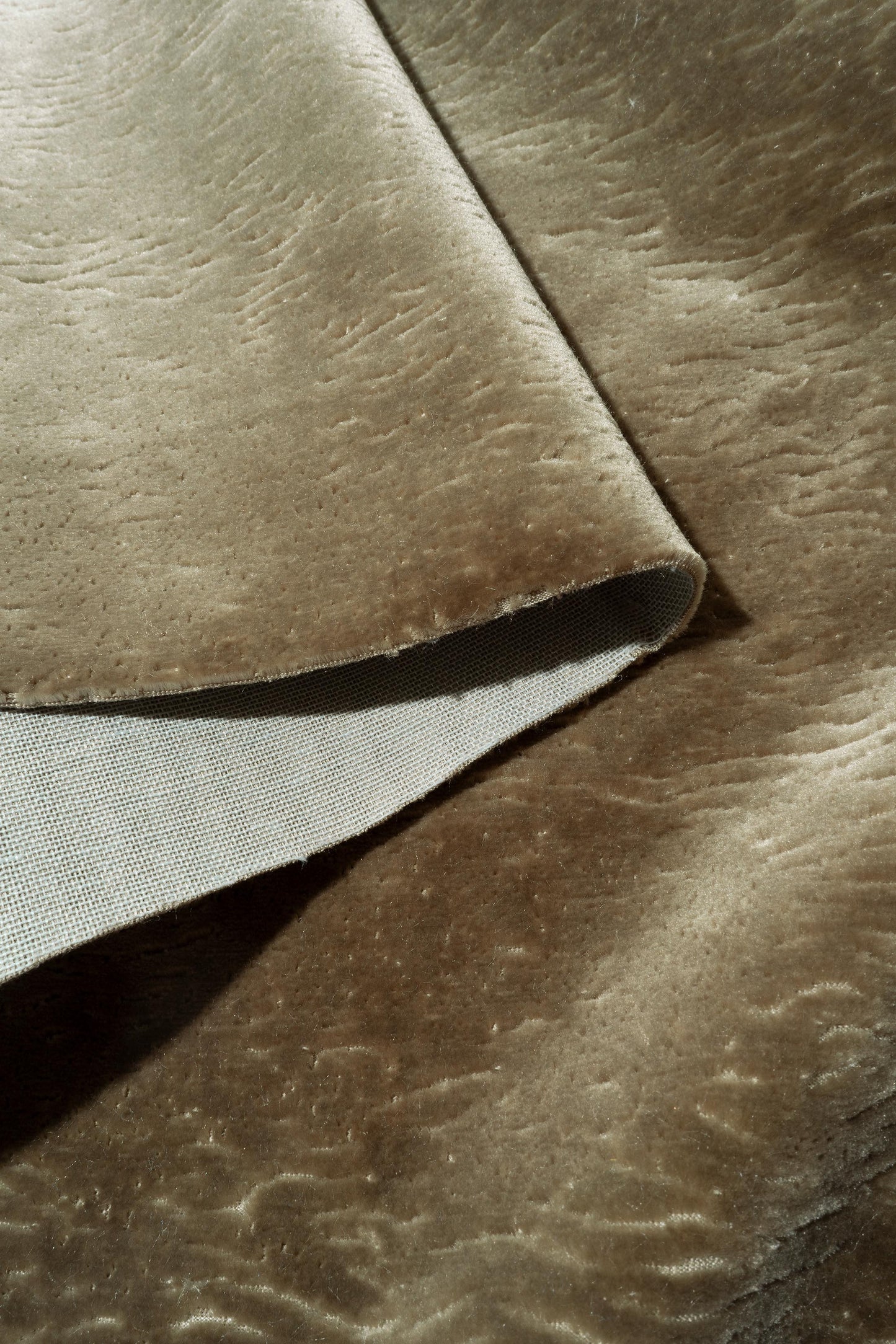 The All Over You Velvet Fabric in Caramel || Folded
