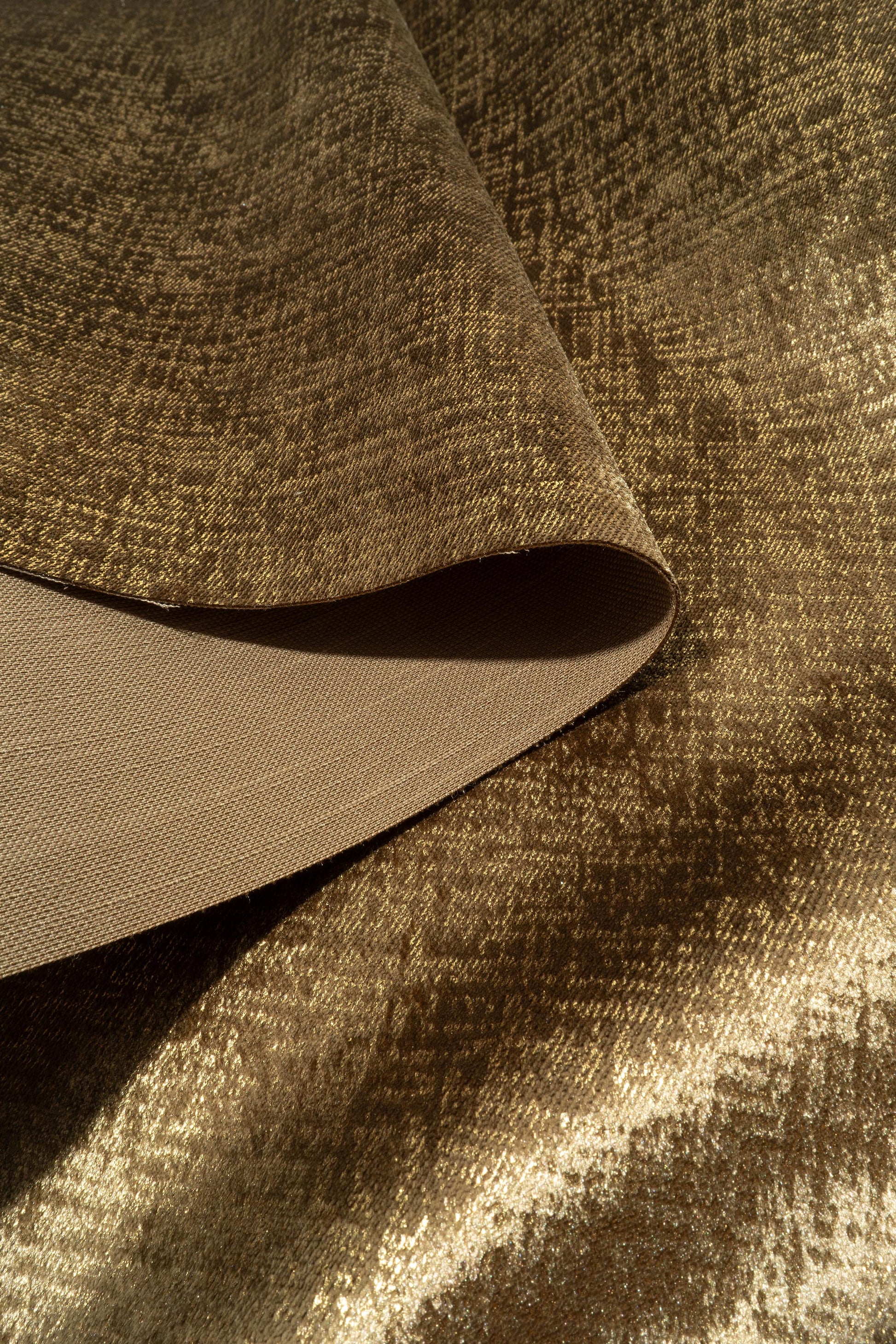 The Awe Velvet Fabric in Pecan || Folded