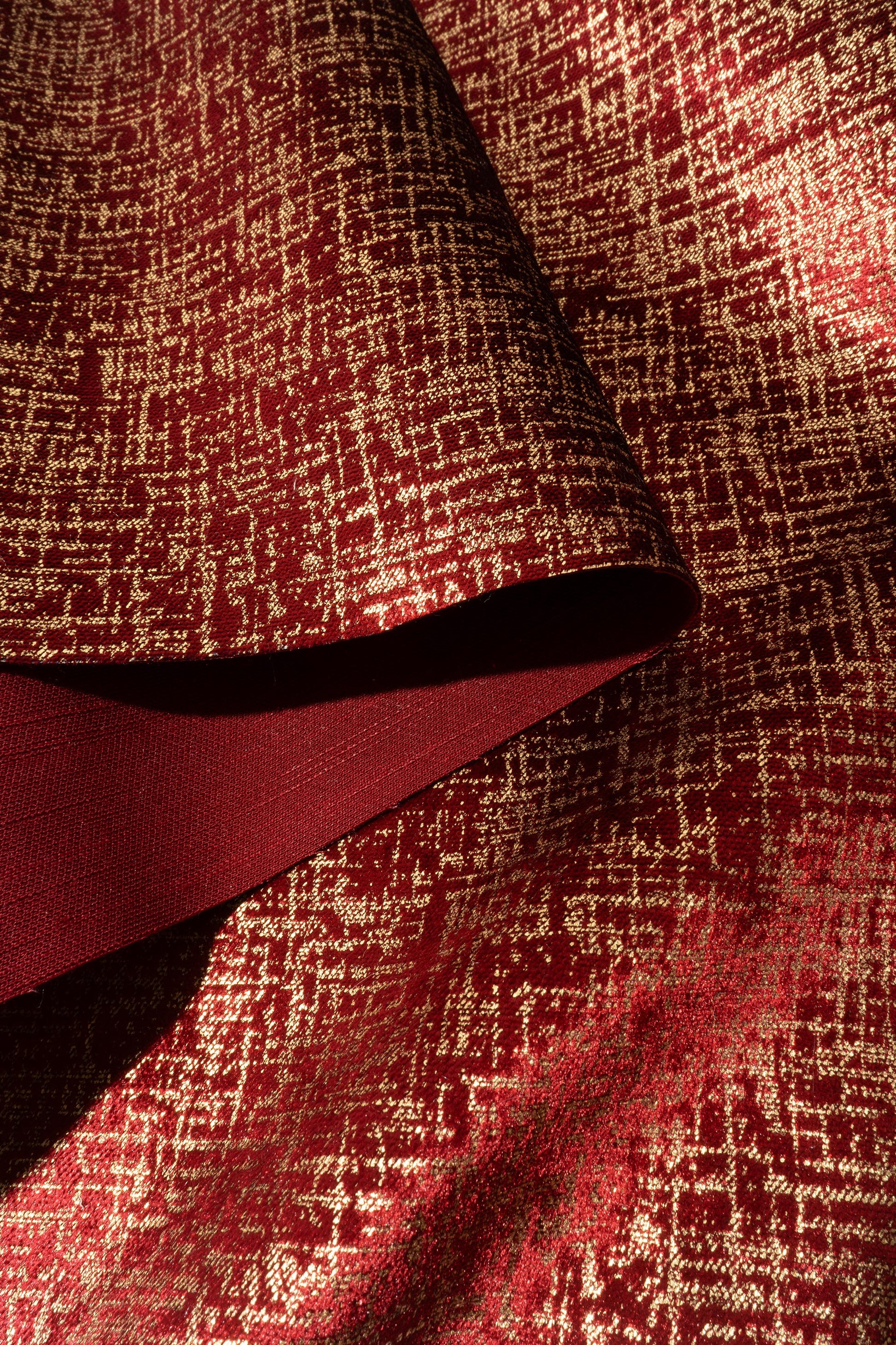 The Awe Velvet Fabric in Ruby || Folded