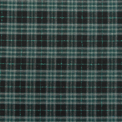 The Barker Plaid Fabric in Navy Green || Close Up
