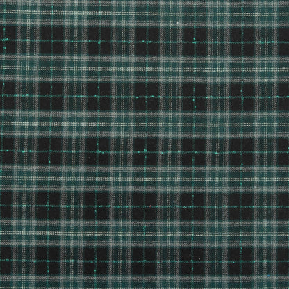 The Barker Plaid Fabric in Navy Green || Close Up