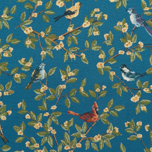 The Birds Galore Fabric in Blue Sky || Close Up