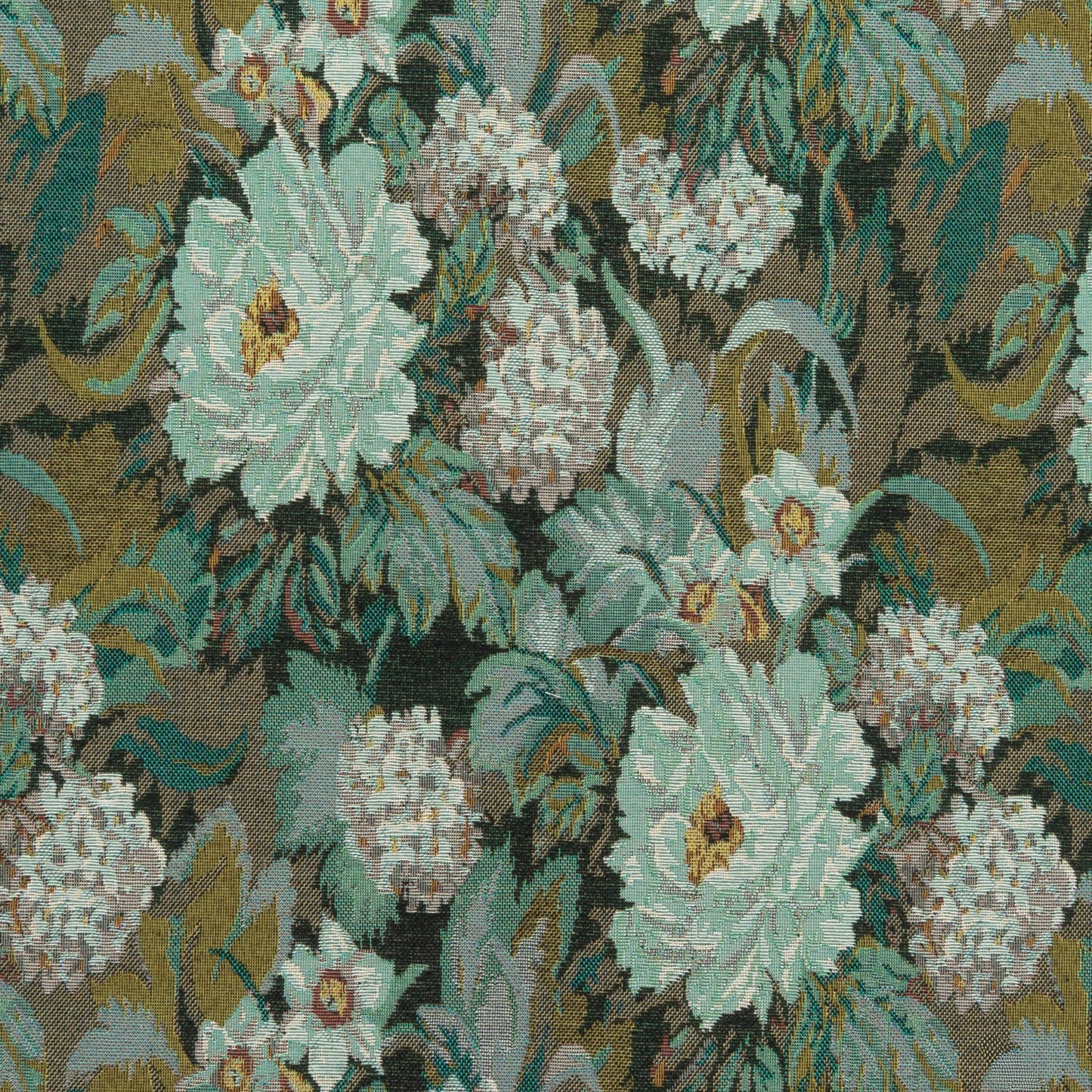 The Blue Rosie Fabric in Aqua Gold || Close Up