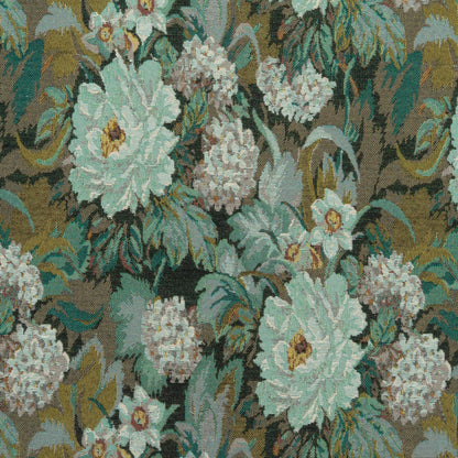 The Blue Rosie Fabric in Aqua Gold || Close Up