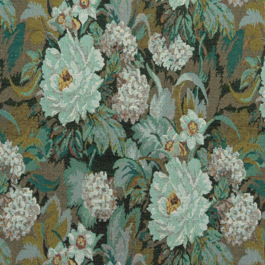 The Blue Rosie Fabric in Aqua Gold || Close Up