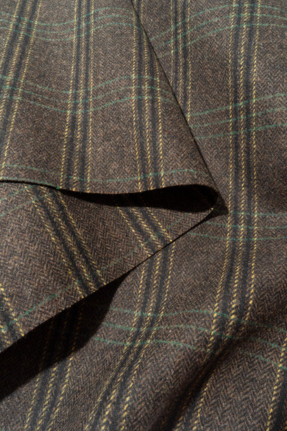 The Glenwood Plaid Fabric in Charbrown || Folded
