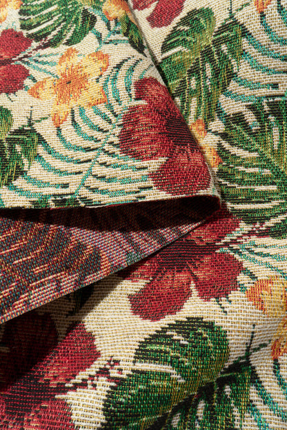 The Hibiscus Tapestry Fabric in Chili Pepper || Folded