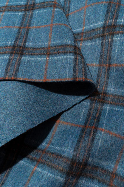 The James Plaid Fabric in Tang Indigo || Folded