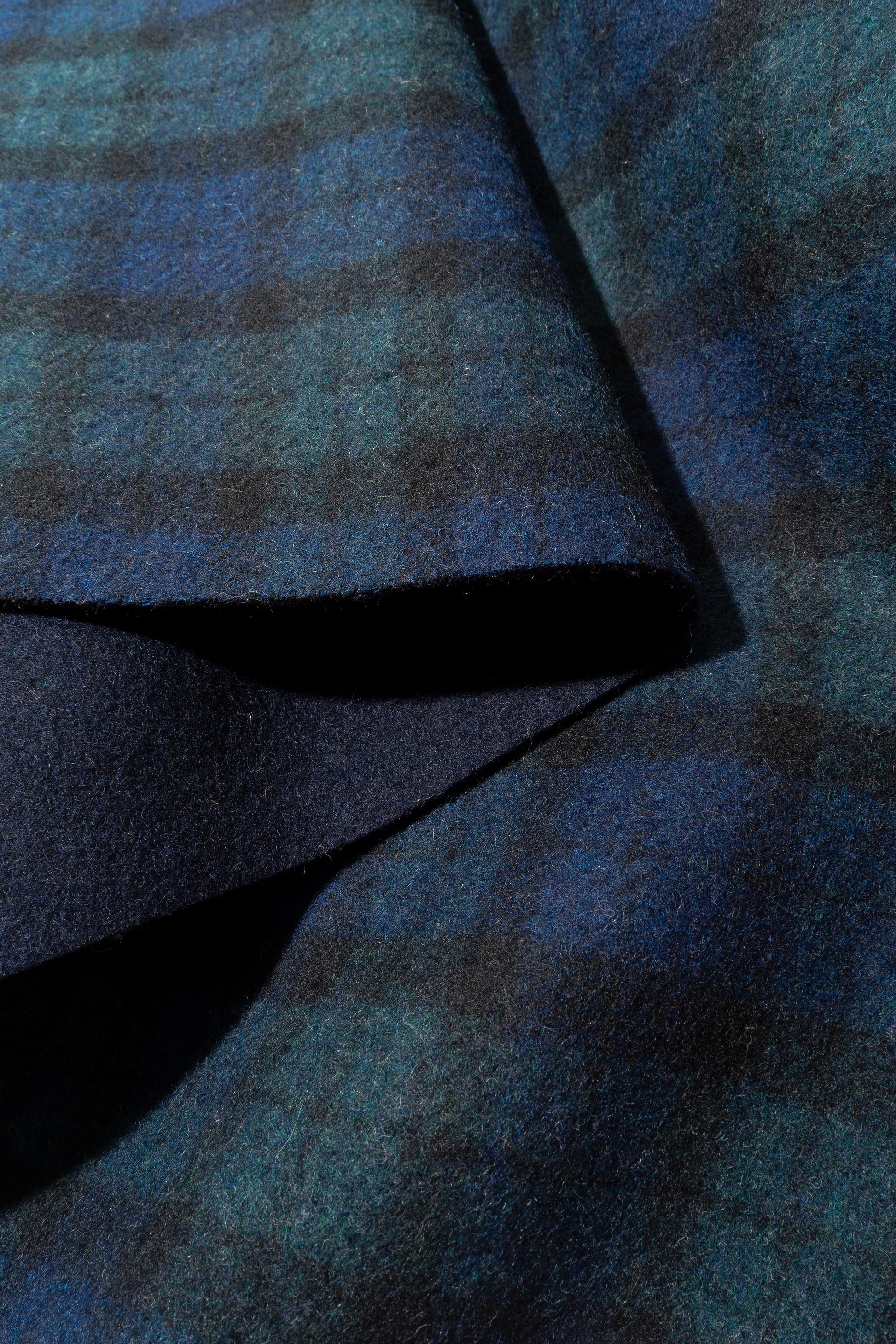 The Kennedy Plaid Fabric in Peacoat Navy || Folded