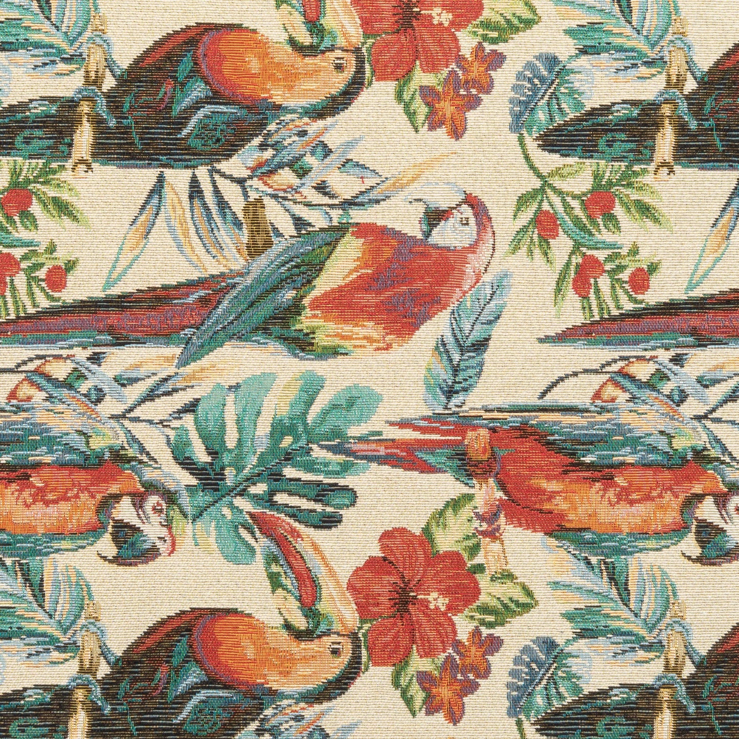 The Parrothead Tapestry Fabric in Chili Pepper || Close Up