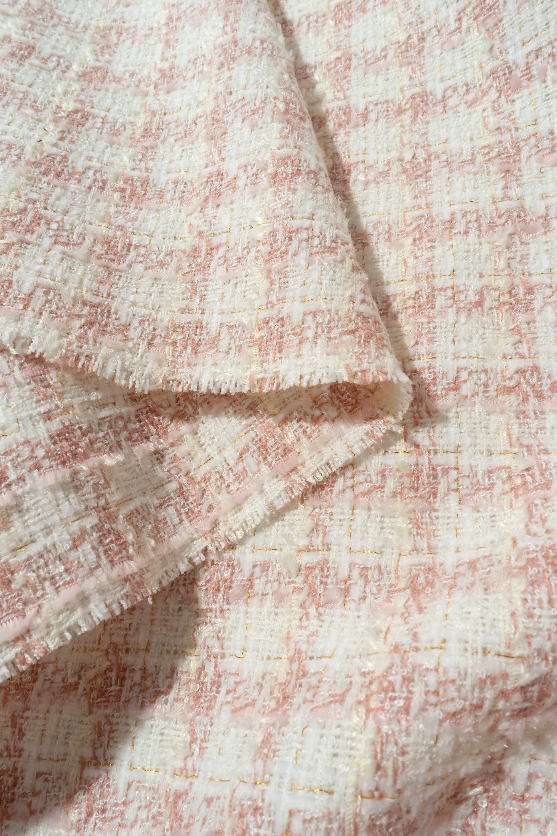 The Salina Texture Check Fabric in Taffy || Folded