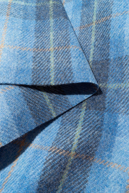 The Six Mile Plaid Fabric in Reservoir || Folded