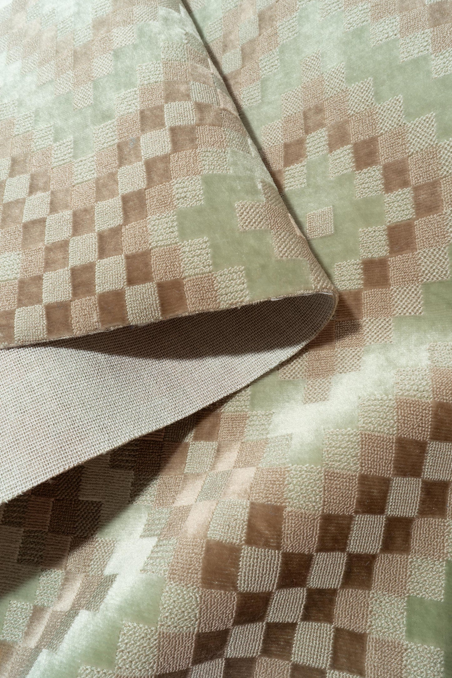 The Throne Velvet Fabric in Mint || Folded