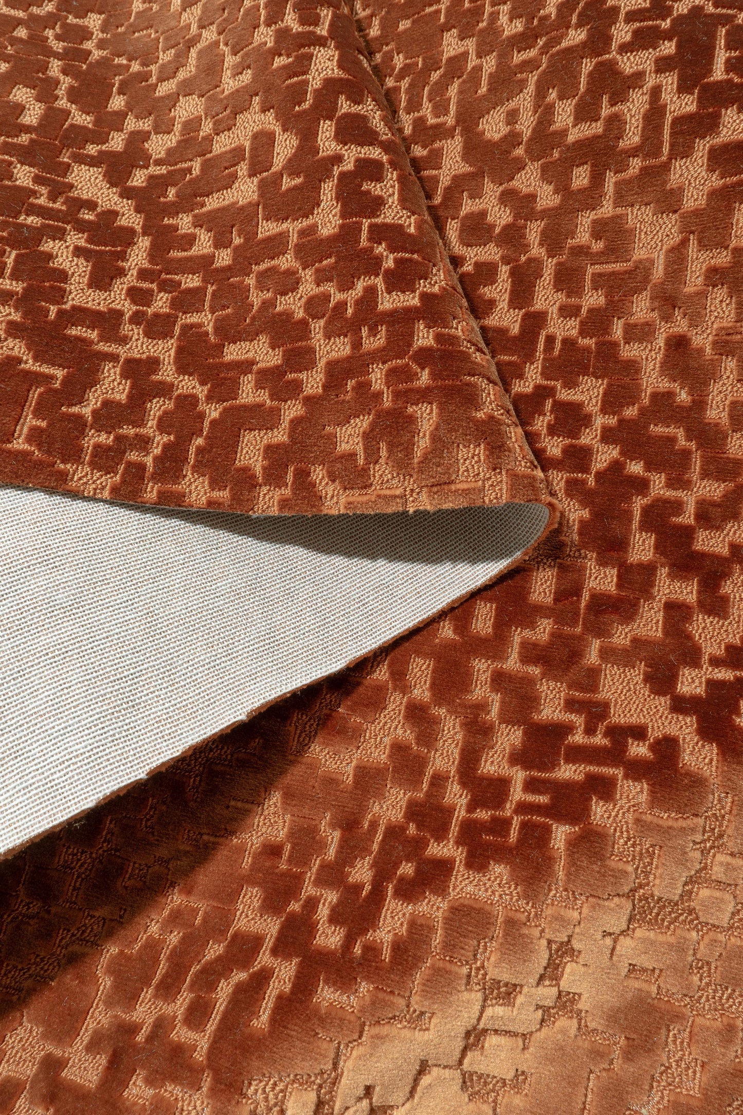 The Total Package Velvet Fabric in Squash || Folded