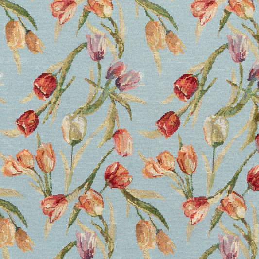 The Tulip Valley Fabric in Wedgewood || Close Up