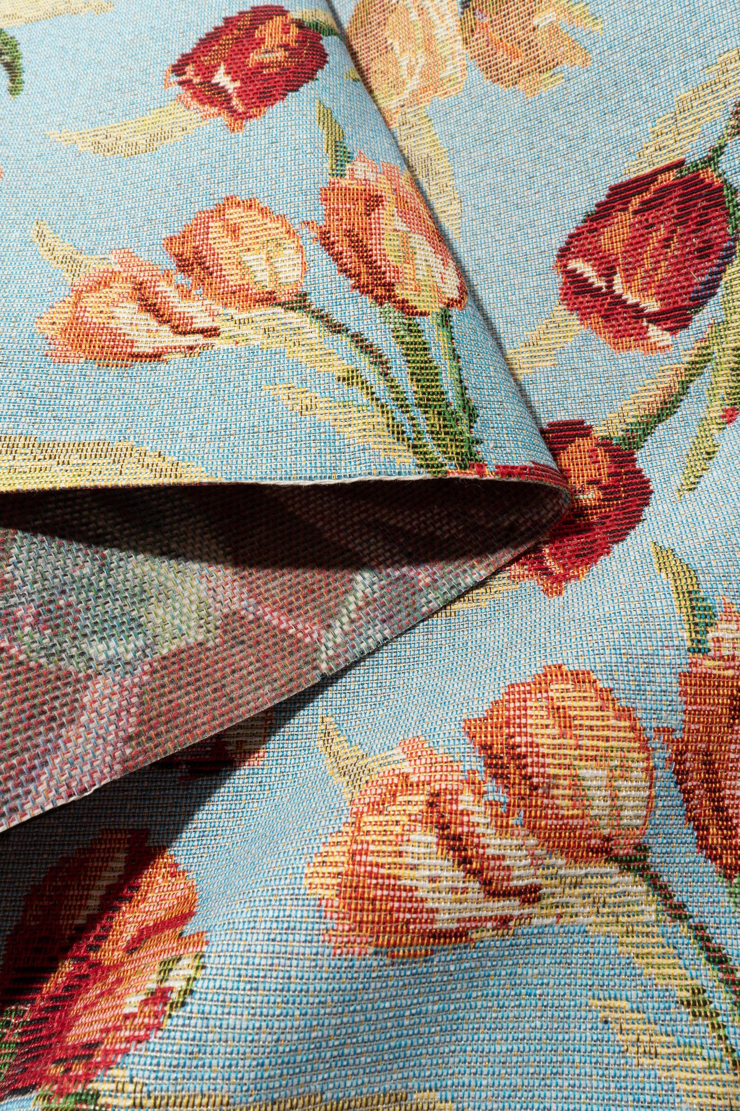 The Tulip Valley Fabric in Wedgewood || Folded